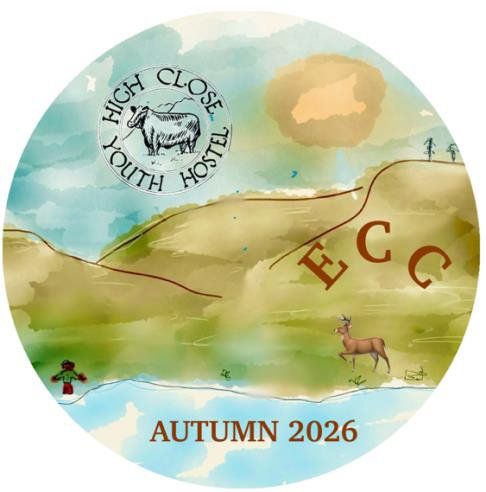 Event artwork consisting of an image of a lake and hills, in a circular format